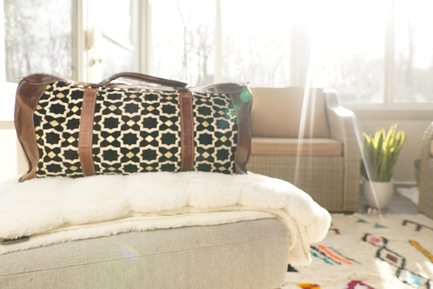 12 Handmade, High quality Moroccan Camel Leather Duffle