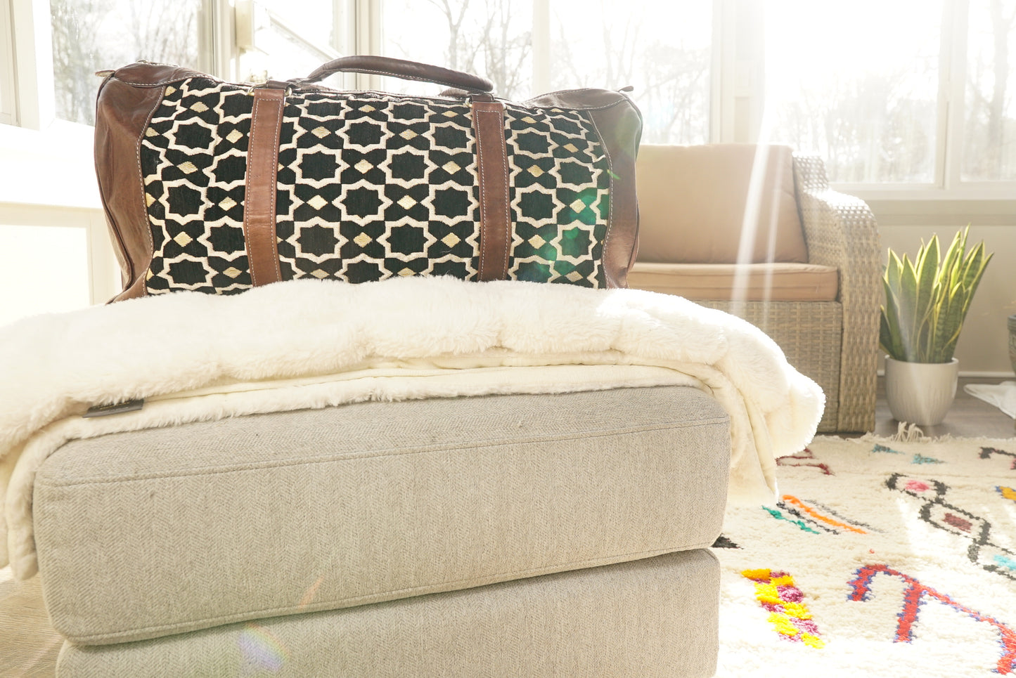 12 Handmade, High quality Moroccan Camel Leather Duffle