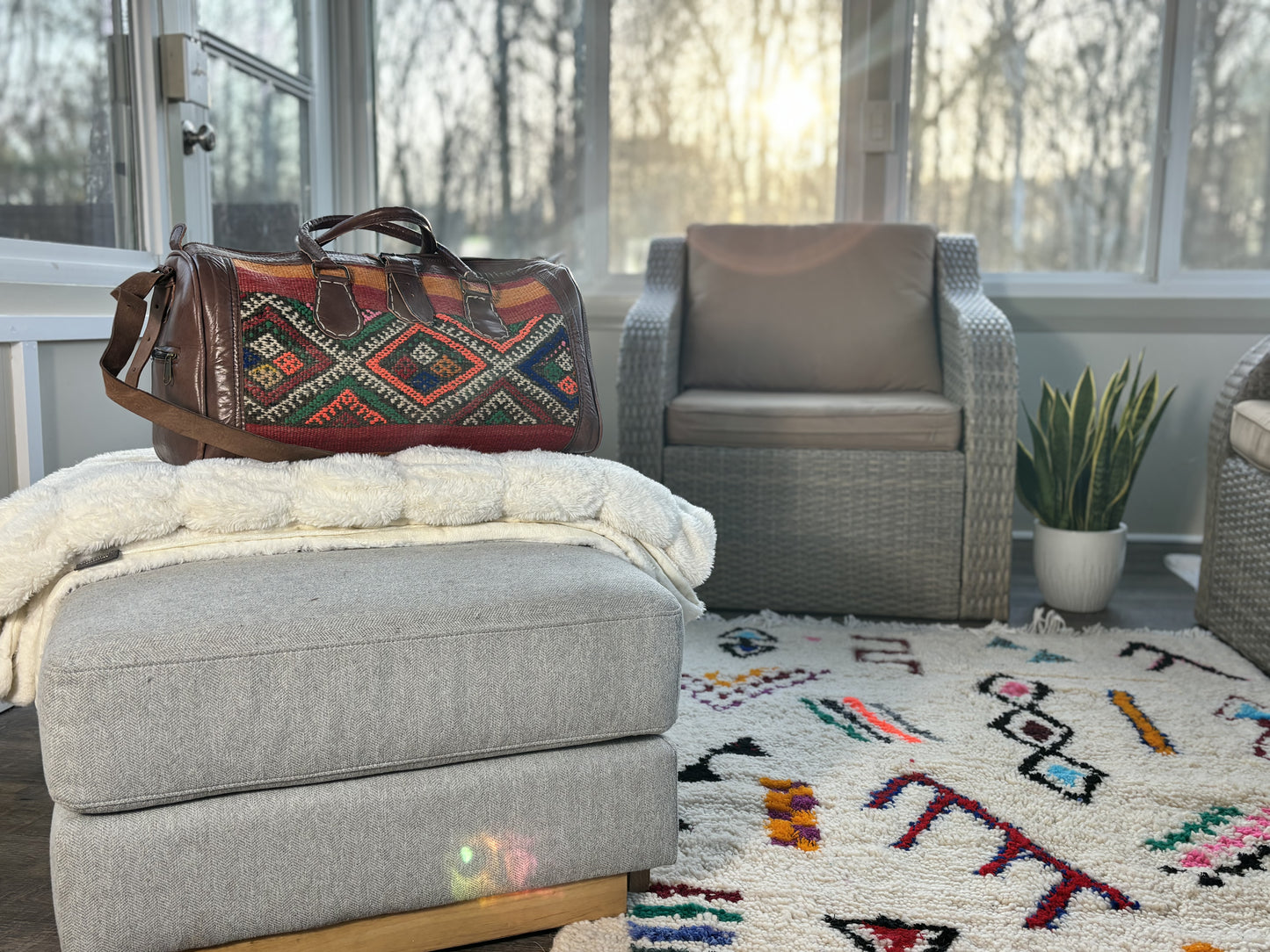 09 Handmade, High quality Moroccan Camel Leather Duffle