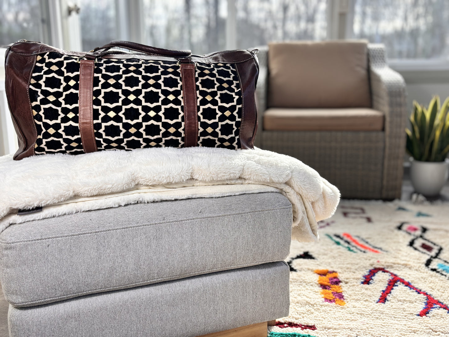 12 Handmade, High quality Moroccan Camel Leather Duffle