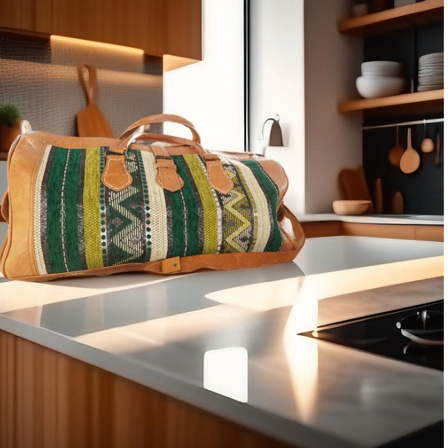 07 Handmade, High quality Moroccan Camel Leather Duffle