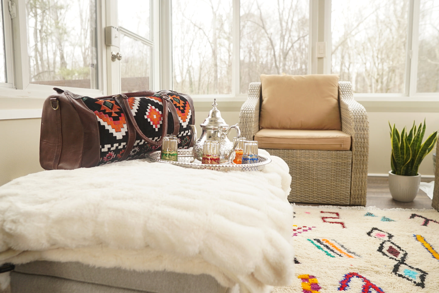 14 Handmade, High quality Moroccan Camel Leather Duffle