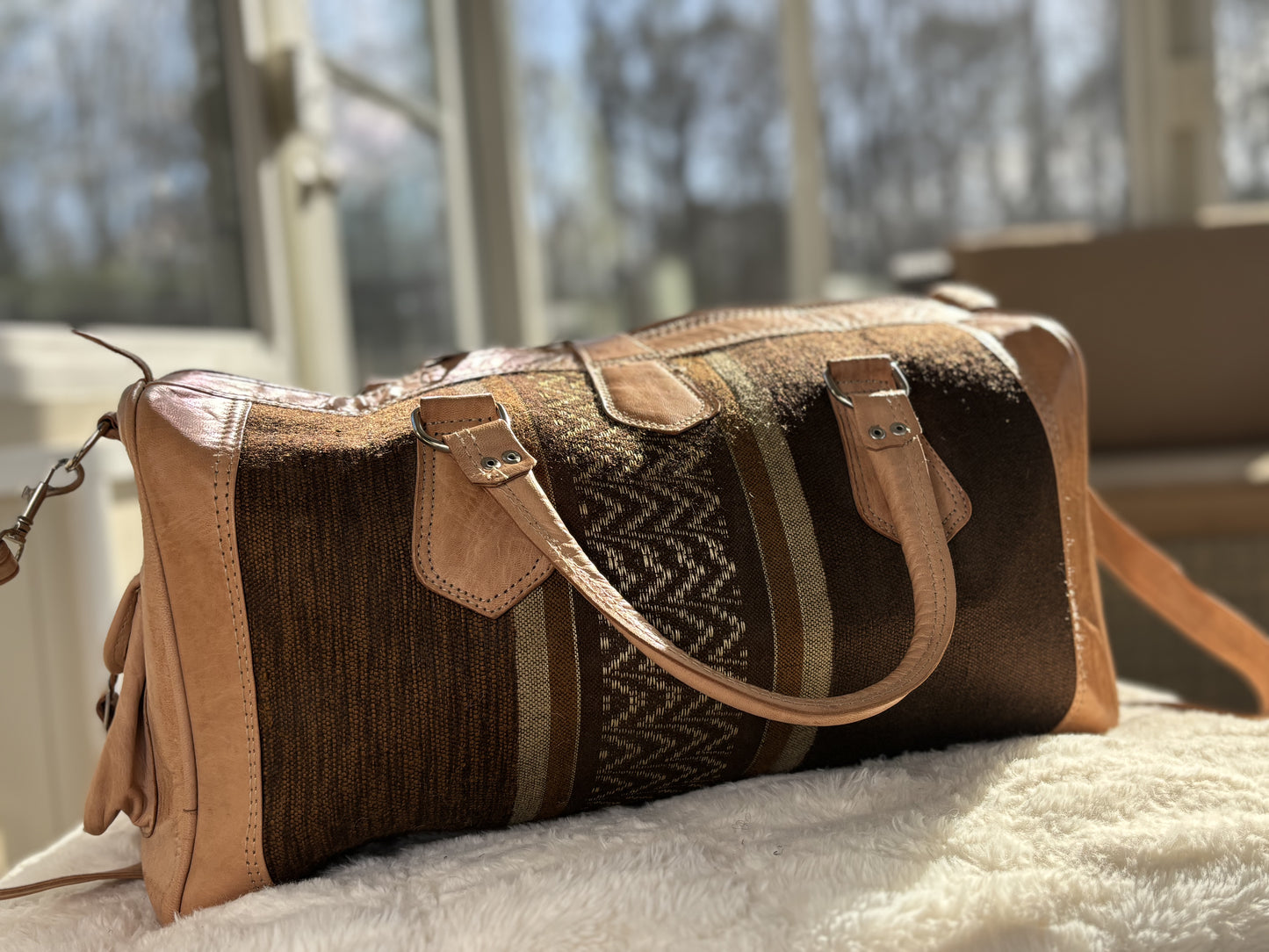 15 Handmade, High quality Moroccan Camel Leather Duffle